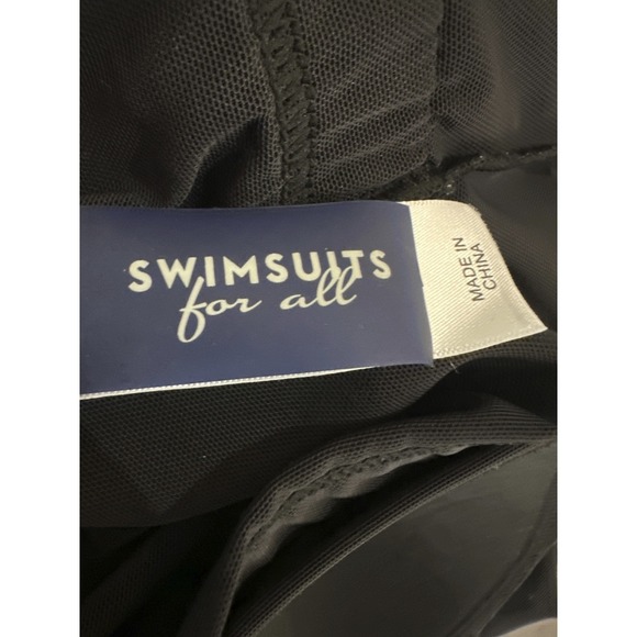 Swimsuits For All Retro Swim Dress Black Gold Foil Tummy Control UPF Plus Sz 22 - Picture 6 of 12